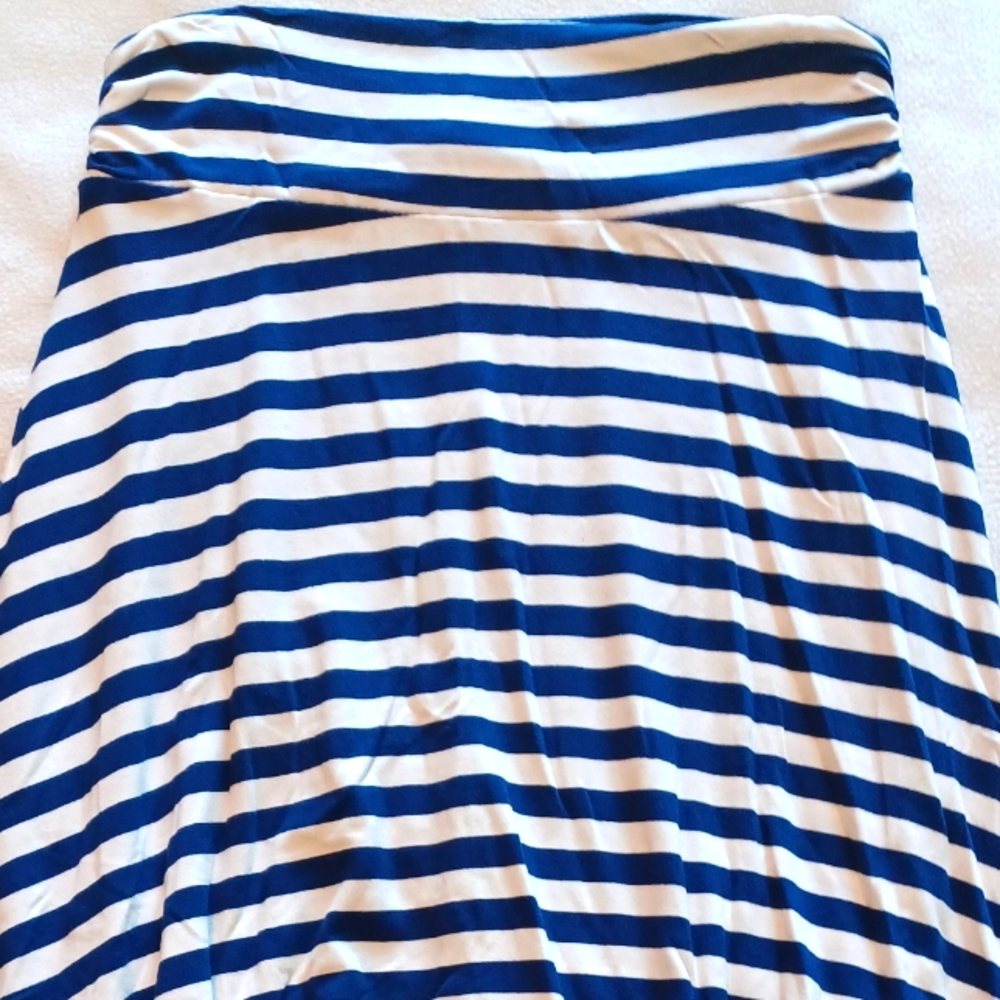Blue and white stripe soft circle skirt
